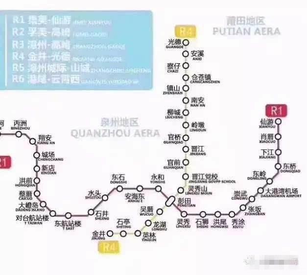 泉州快速軌道交通規劃：1號、2號、3號、4號、5號、6號線(圖34)