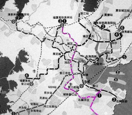 泉州快速軌道交通規劃：1號、2號、3號、4號、5號、6號線(圖33)